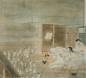 Cena de delírio, cópia de um kakemono do século XII atribuído a Mitsunaga Fujiwara, de 