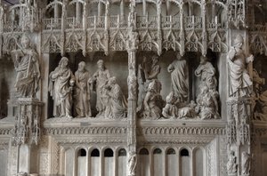 Cena do coro da catedral de Chartres: transfiguração, jesus e o cananeano de French School
