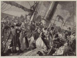 Cena a bordo de um Steamer francês de Havre a Honfleur (gravura) de French School