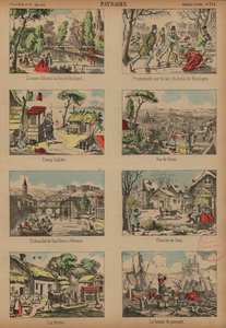 Cenas e paisagens (gravura colorida) de French School