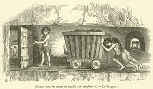 Cenas nas minas de carvão, Inglaterra, The Trapper de French School
