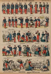 Cenas de um acampamento do Exército Francês (gravura colorida) de French School