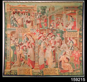 Cenas da Vida de São Remigio (d.533) bispo de Reims: O Milagre do Testamento de Rich Mans e a Ressurreição de um Homem Morto, 1531 de French School