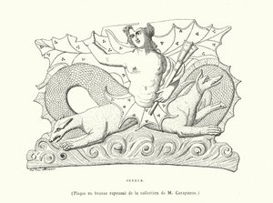 Scylla, placa de bronze grego antigo (gravura) de French School