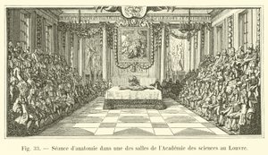 Seance danatomie em uma das salas da Academia de Ciências do Louvre de French School