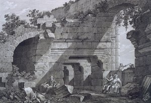 Galerias de segunda linha do anfiteatro em Nimes, de Antiquités de France: Vol. I, Monumentos de Nimes de French School