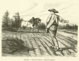 Semeadura, método antigo (gravura) de French School