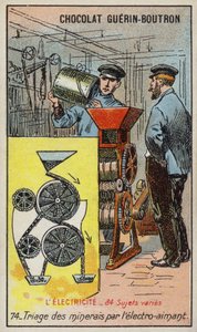 Separação de minério usando um eletroímã (chromolitho) de French School