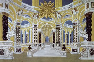 Cenário de The Magic Flute por Wolfgang Amadeus Mozart (1756-91) de French School