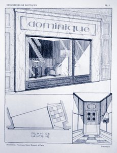 Frente de loja, plana 2, ilustração de montras por Louis-Pierre Sezille, Paris, 1927 de French School