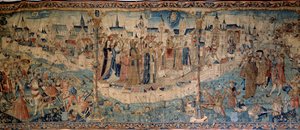 Cerco de Dijon pelos suíços em 7/09/1513, tapeçaria de Tournai, Museu de Belas Artes de Dijon. de French School