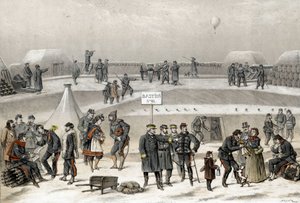 Cerco de Paris em 1870, durante a guerra de 1870-1871. Os soldados preparam a defesa da cidade: é possível ver um soldado no bunker. de French School