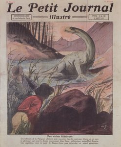 Observação de um plesiossauro na Patagônia, ilustração da capa do Le Petit Journal, 9 de abril de 1922 de French School