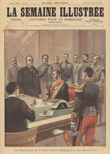 Assinatura de um Protocolo de Paz que encerra as hostilidades na Guerra Hispano-Americana, Washington DC, 12 de agosto de 1898 de French School