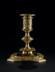 Castiçal de prata dourada com bico destacável, do serviço de banheiro Lennoxlove, de propriedade de Frances Teresa Stewart, duquesa de Richmond e Lennox: francês, Paris, por Pierre Masse, 1661-1662 de French School