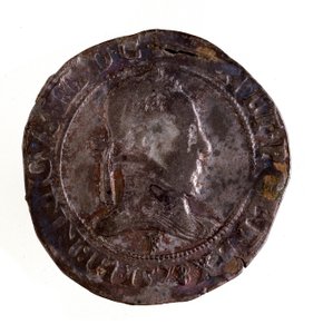 Testão de prata francês (teston), reinado do rei Henrique III da França (Henri III) (1574-1589) Diam. 3,5 cm Nápoles, museo arqueológico de French School