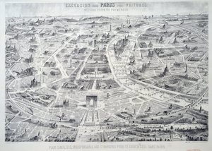 Plano simplificado de Paris indispensável aos estranhos para se orientarem sozinhos na cidade. Placa retirada de "Novo guia do caminhante, excursão de Paris sem carro" Paris do século XX, Musee Carnavalet de French School