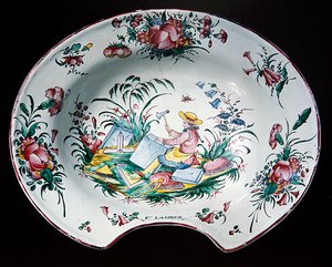 Placa de Sinceny com uma decoração de pedreiro, c.1780 (louça de barro policromada) de French School