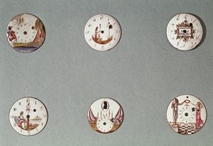 Seis relógios de bolso decorados com símbolos revolucionários (metal e esmalte) de French School