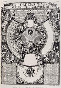 Almanaque de 16 anos desenhado por Lepautre, gravura do Dictionnaire de l