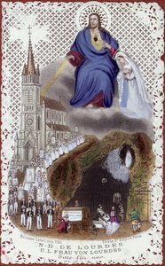 Lembrança da peregrinação a Lourdes, feita para a exposição internacional em Paris, 1867 de French School