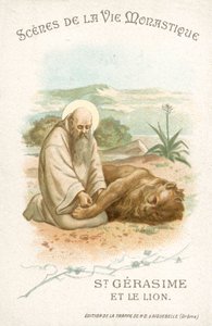 São Gerasimus e o leão (chromolitho) de French School