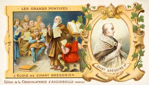 São Gregório o Grande, e uma escola de canto gregoriano (chromolitho) de French School