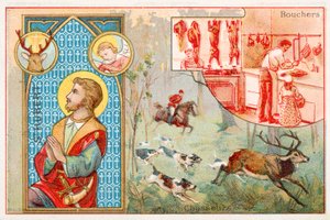 São Hubert, santo padroeiro dos caçadores (chromolitho) de French School