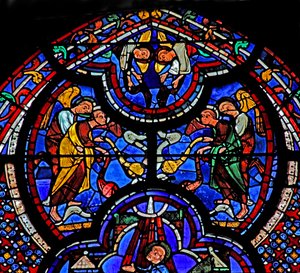 Janela de São João: os anjos aguardam a morte e ressurreição de São João (w48) de French School