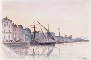 St. Tropez (aguarela sobre papel) de French School