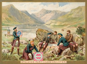 Festa de perseguição, Loch Callater, Escócia (chromolitho) de French School