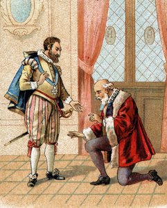 Levanta-te, meu amigo, os teus inimigos dirão que eu te perdoo, disse o rei Henrique IV a Maximiliano de Betune (Duque de Sully) (1559-1641) em 1598, que se tinha ajoelhado após uma animada discussão. de French School