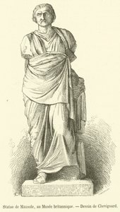 Estátua de Mausoléu, no Museu Britânico (gravura) de French School
