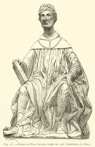 Estátua de Plínio o Ancião, erigida em 1498, Catedral de Como (gravura) de French School