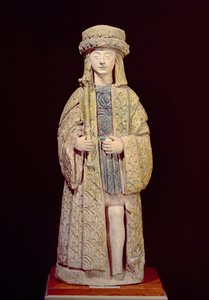 Estátua de São Luís (1214-70), final do século XV ou início do século XVI (terracota vidrada)