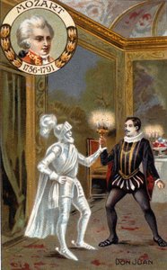 Estátua do Comendador, cena de "Don Giovanni" (litografia a cores) de French School