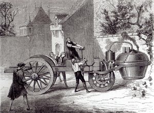 Carro a vapor inventado por Nicolas Joseph Cugnot (1725-1804) em 1771, 1886 de French School