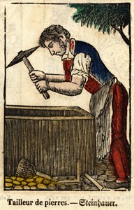 Alfaiate de pedra; Série sobre o comércio, imagem da Epinal do século XIX. de French School