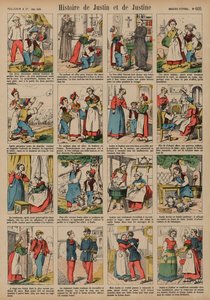 História de Justin e Justine (gravura colorida) de French School