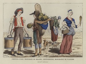 Comerciantes de rua, do século XVIII de French School