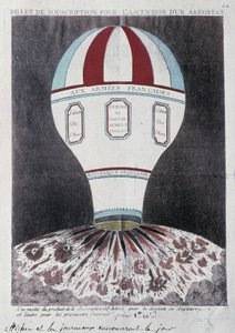 Bilhete de assinatura para a ascensão de um aerostato para invadir a Inglaterra, deb. Século XIX de French School