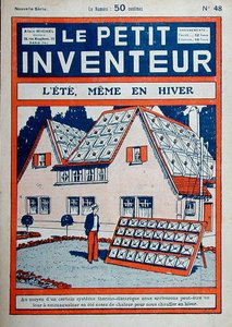 Verão, mesmo durante o Inverno", ilustração da capa do "Le Petit Inventeur" 1929 (cor litho) de French School