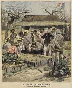 Ensinar técnicas agrícolas nativas, Madagascar, 1897 de French School