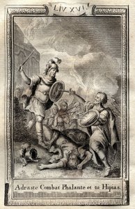Telemaque surmonte Hippias - gravura de 1798 de Monnet em "Les Aventures de Telemaque, fils d