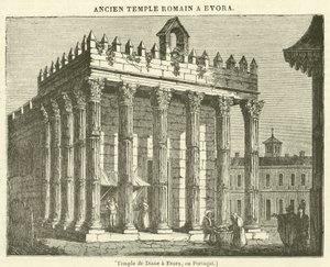 Temple de Diane a Evora, en Portugal (engraving) de French School