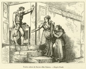 Ternura de despedida de Nuccia para Meo Patacca (gravura) de French School