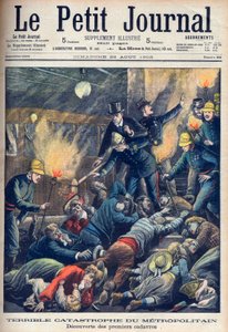 Terrible Disaster in the Paris Underground, capa do "Le Petit Journal", 23 de Agosto de 1903 (gravura) de French School