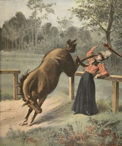 Chute terrível, ilustração do Le Petit Journal: Suplemento illustre, 3 de julho de 1898 de French School