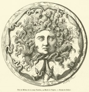 Chefe da Medusa da Taça Farnese, no Museu de Nápoles (gravura) de French School