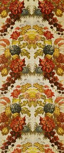Têxtil com padrão floral repetitivo, oficina de Lyon, c.1740 (brocado de seda) de French School